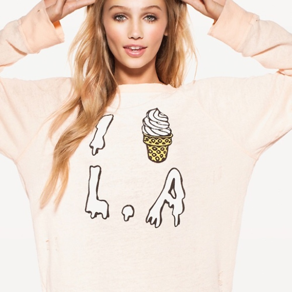 Wildfox I Scream L.A. Destroyed sweatshirt NWT