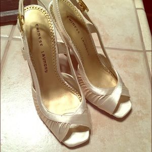 Chinese laundry creme wedding or bridesmaid shoes