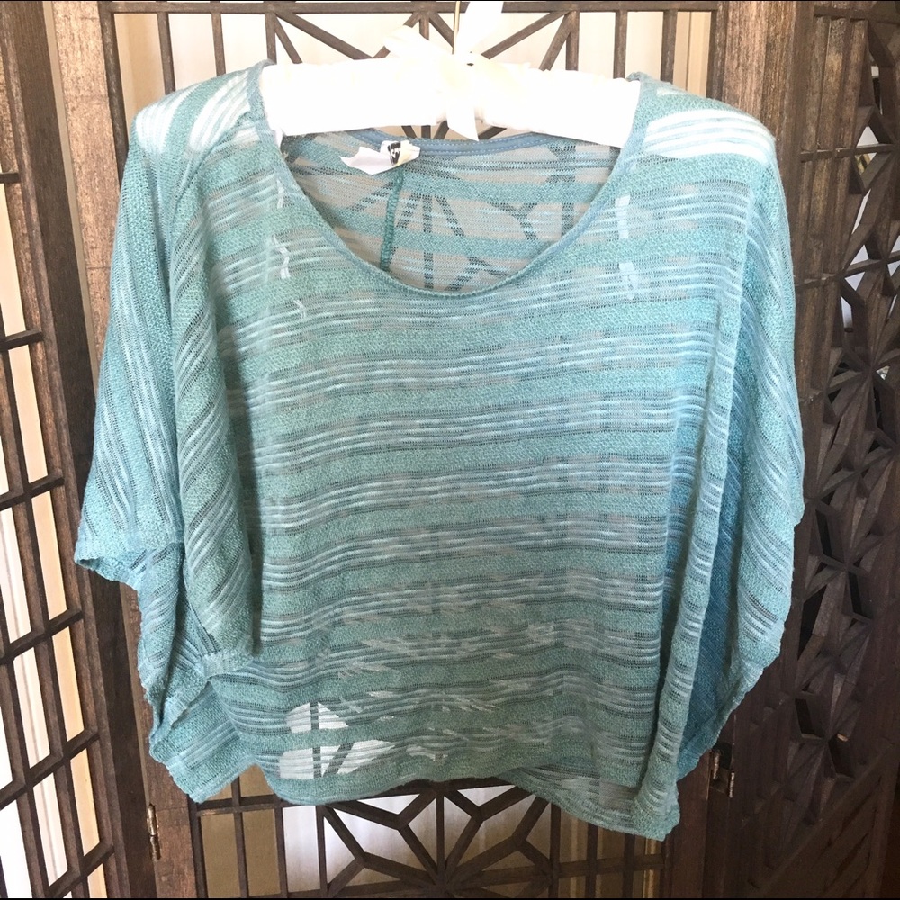 Teal Sheer Flowing Crop Top