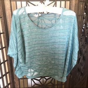 Teal Sheer Flowing Crop Top