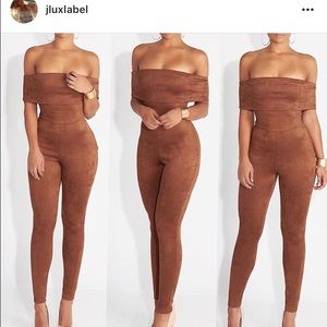 JLUXLABEL Bronze Suede Jumpsuit