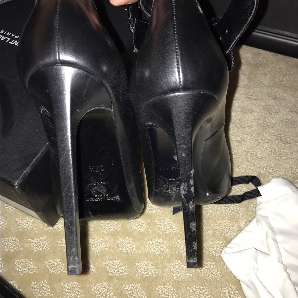 Saint Laurent Python Ankle Strap Black Heels - image 4