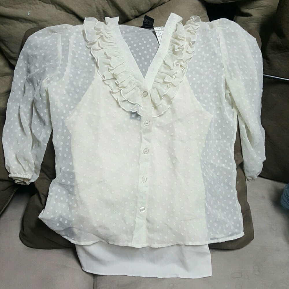 Tan long sleeve blouse
