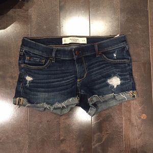 Distressed A&F denim shorts