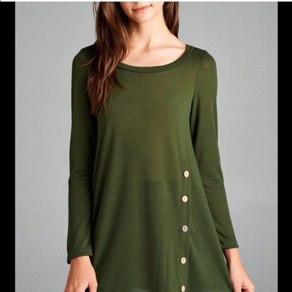 One Hour Sale 🦋Best Olive Side Button Tunic - Picture 2 of 3