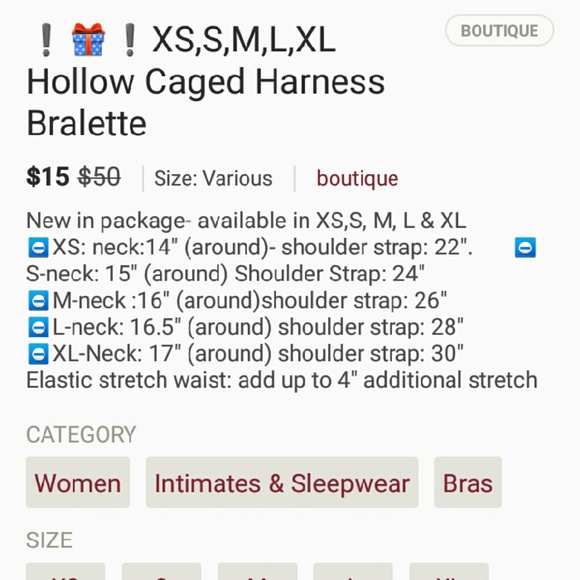 XS,S,M,L,XL,XXL,XXXL Hollow Cage Bralette - Picture 3 of 3