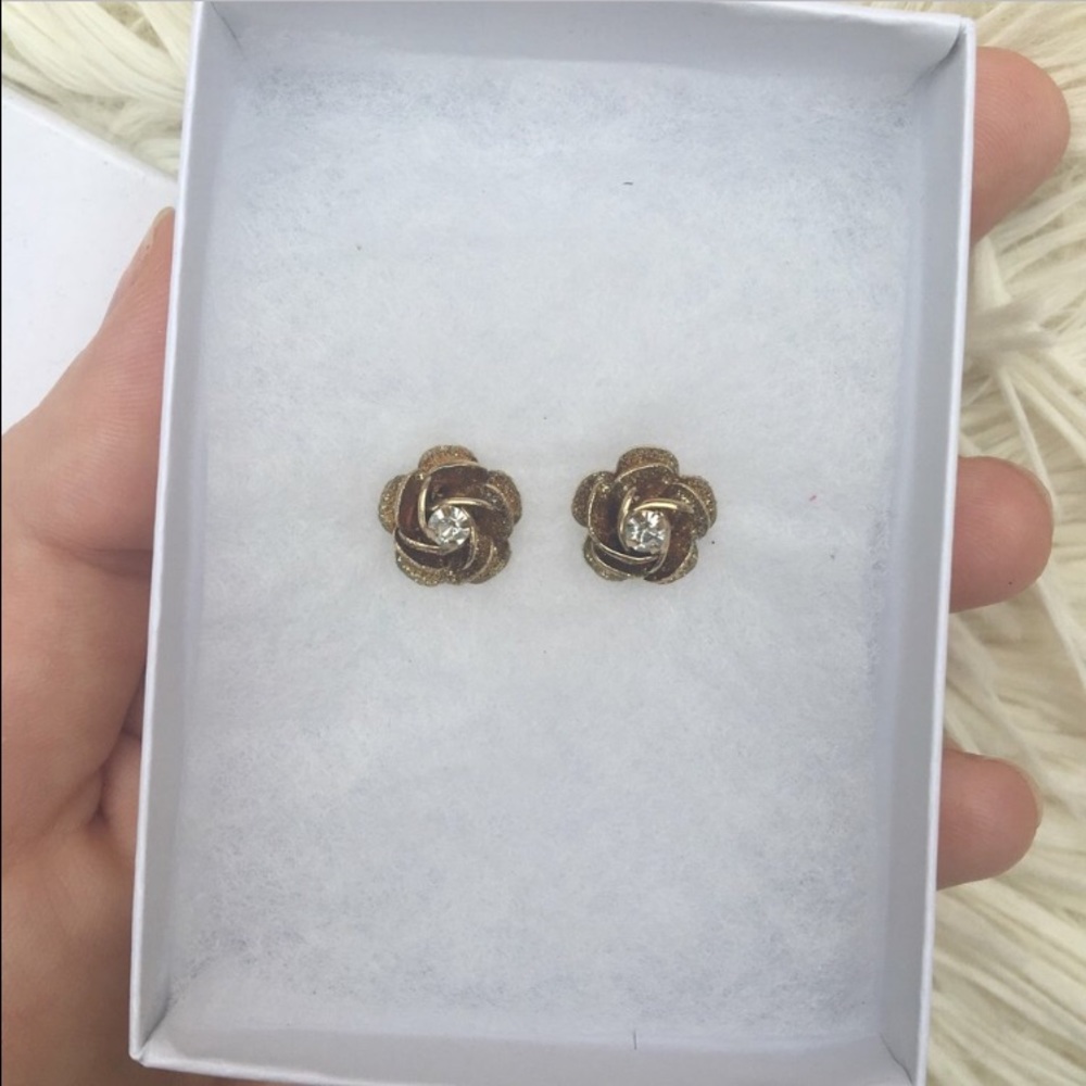 Betsey Johnson Gold Rose Bud Stud Earrings