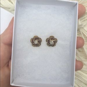 Betsey Johnson Gold Rose Bud Stud Earrings