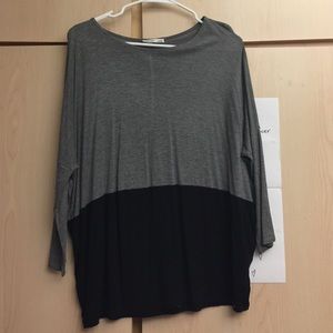 black & gray 3/4 length shirt