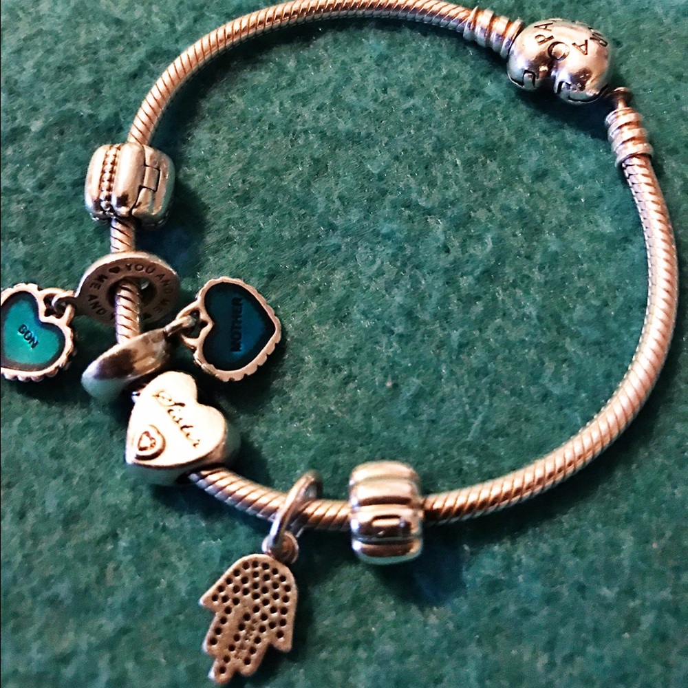 Pandora Bracelet + Mother/Son/Sister Charms