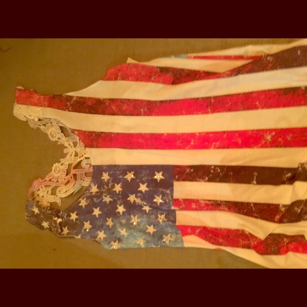 American Flag tank top lace back
