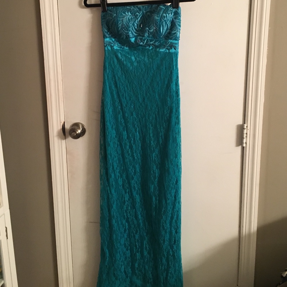 Susan Wong real bead and lace formal dress