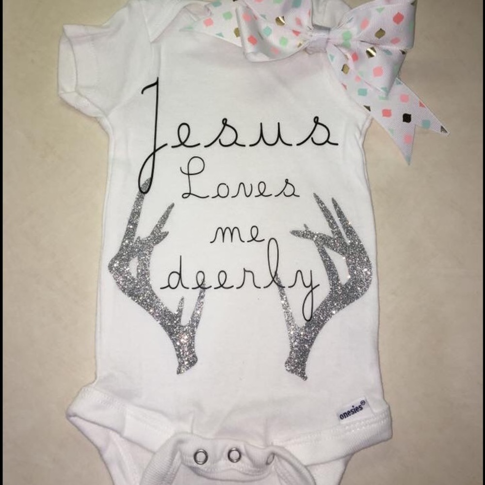 Jesus loves me "deerly" onesie
