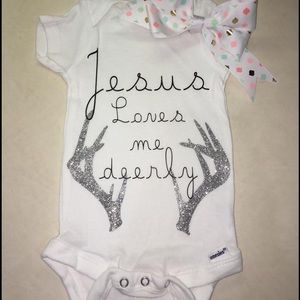 Jesus loves me "deerly" onesie
