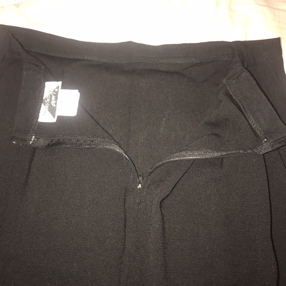 long black shirt zip up partially in the back