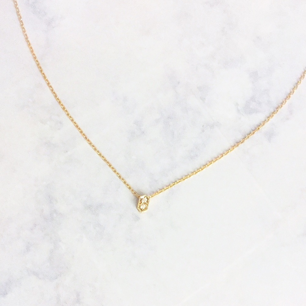 dainty gold cz pave hexagon choker necklace
