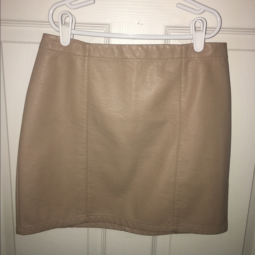 Tan Leather Mini Skirt