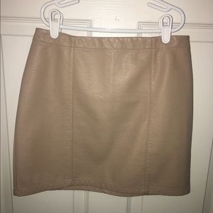 Tan Leather Mini Skirt