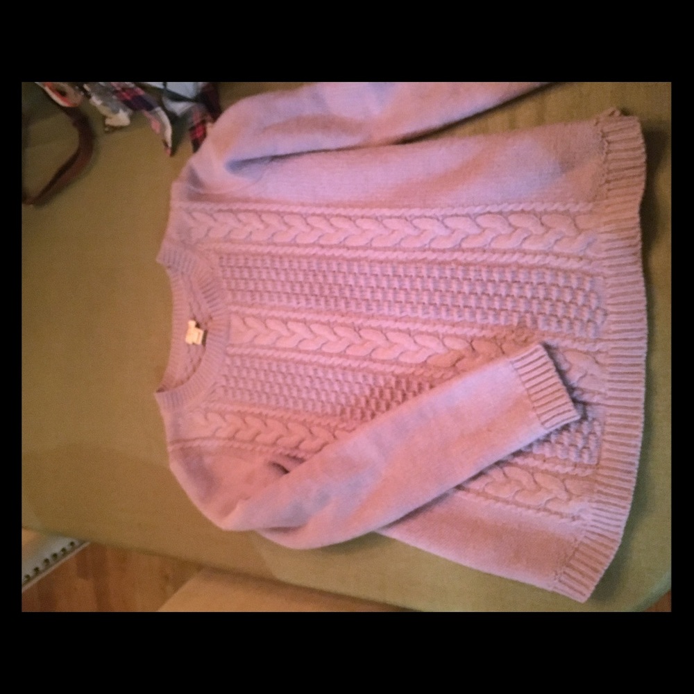 Lavender Jcrew cable knot sweater