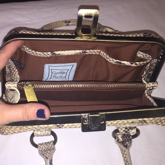 Cynthia Rowley brown/tan python snake leather bag - Picture 3 of 4