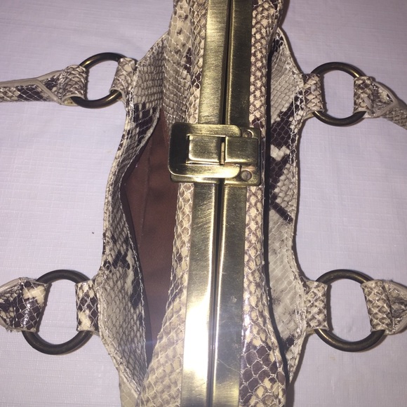 Cynthia Rowley brown/tan python snake leather bag - Picture 4 of 4