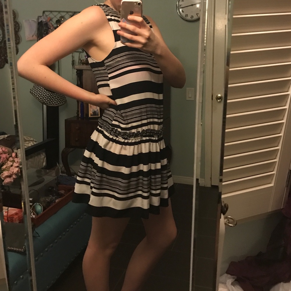 Black and white 100% silk dress