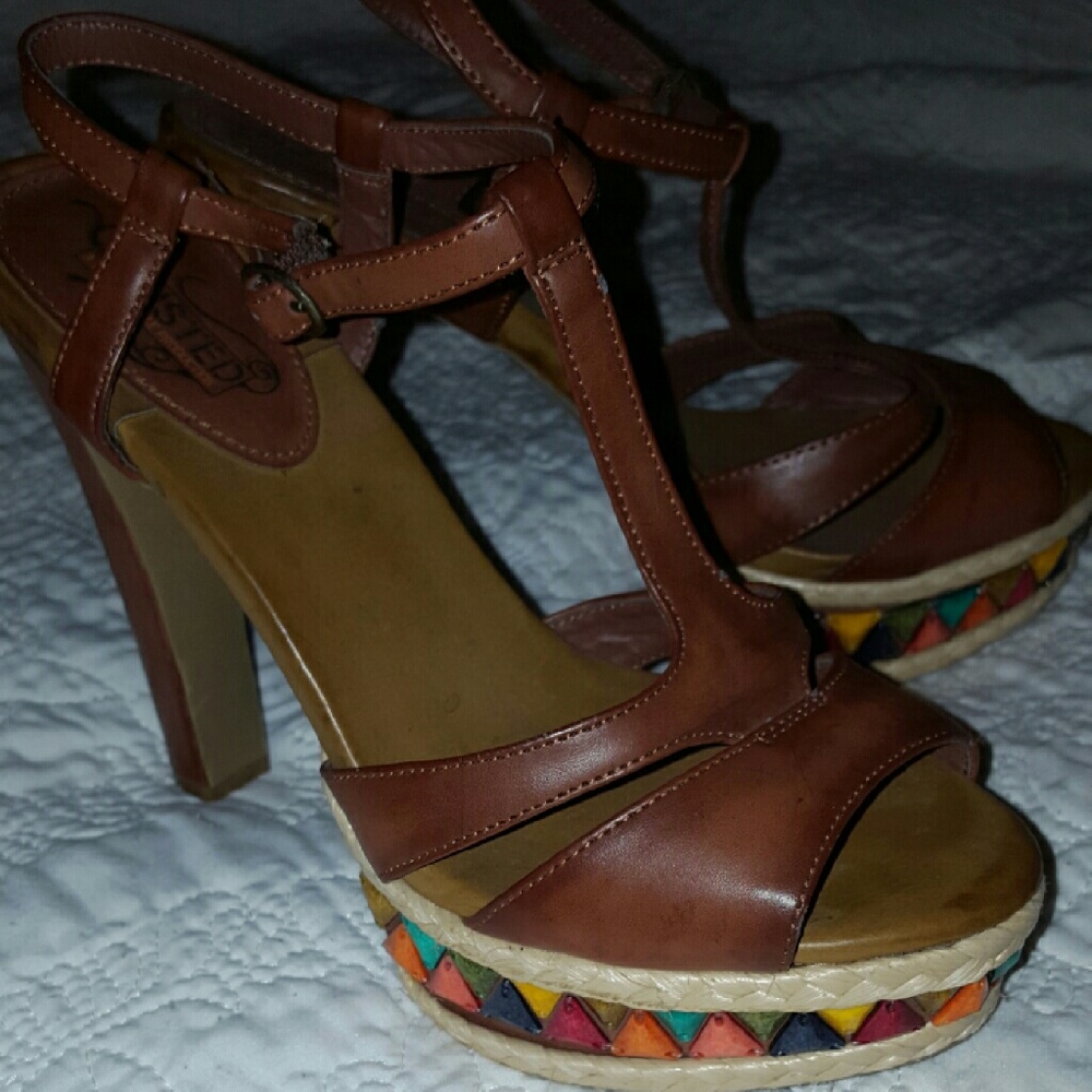 Brown leather heels