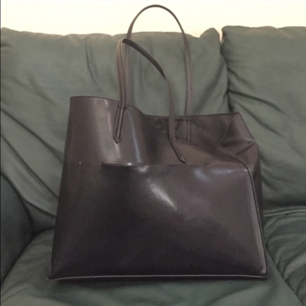Zara tote vegan faux fake leather
