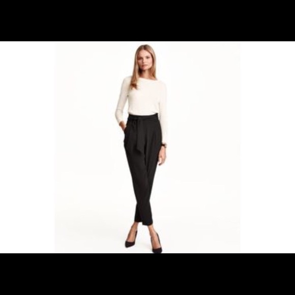 black trousers with tie waist
