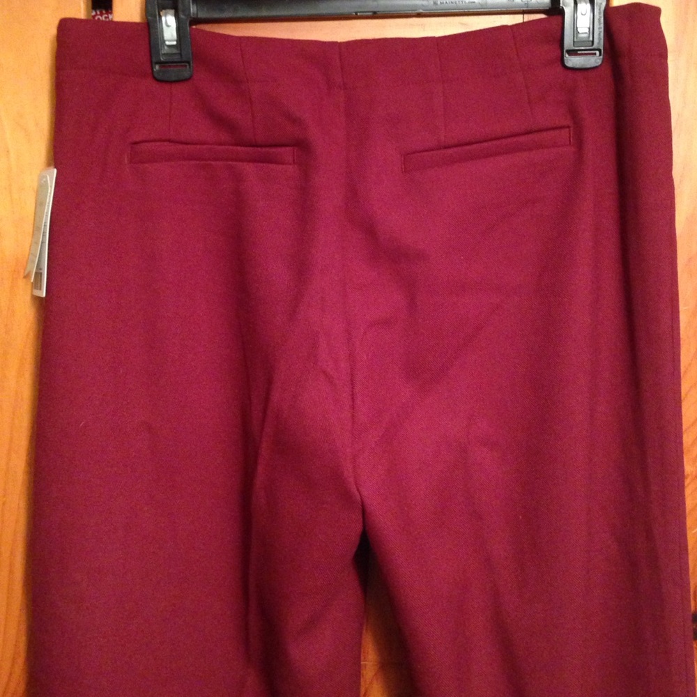 NWT ANTHROPOLOGIE MAROON FLARE PANTS Women's 10P - Picture 3 of 4