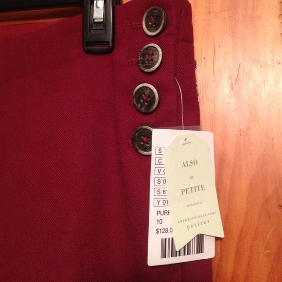 NWT ANTHROPOLOGIE MAROON FLARE PANTS Women's 10P - Picture 4 of 4