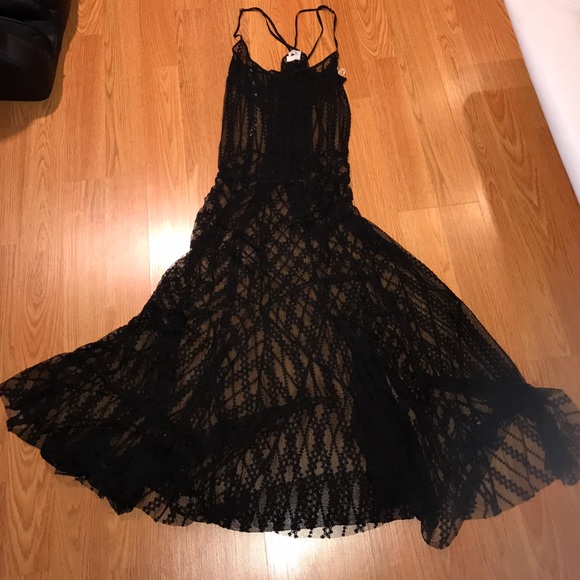 FP Black Sheer Meadows Of Lace Maxi Slip Dress - Picture 4 of 4