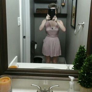 Lace back dusty rose dress