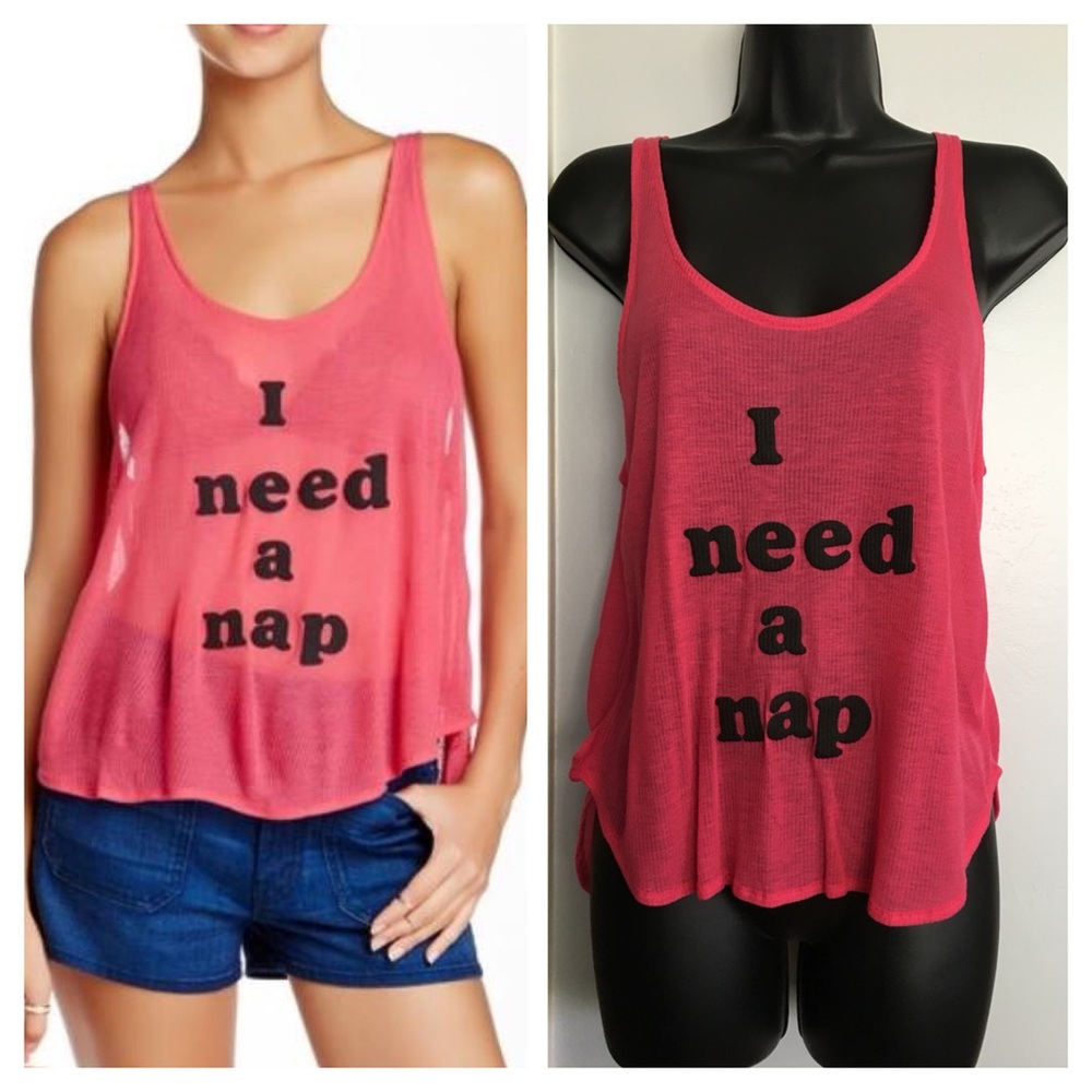 NEW Wildfox I Need a Nap Hot Pink Tank