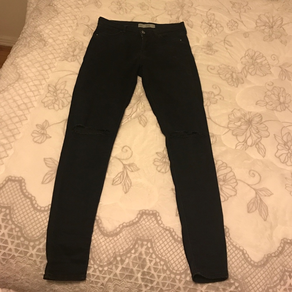 Top shop Moto Leigh jeans in faded blue black