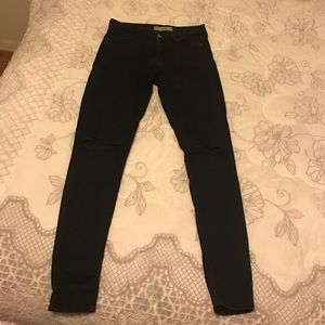 Top shop Moto Leigh jeans in faded blue black