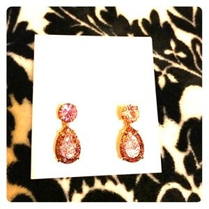 Kate Spade Pink Glitter Stone Double Drop Earrings