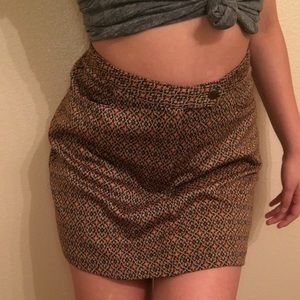 Orange & brown printed mini skirt 🍒