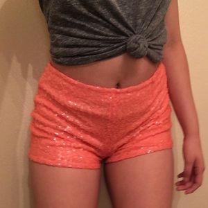 Orange sparkly shorts ✨✨✨