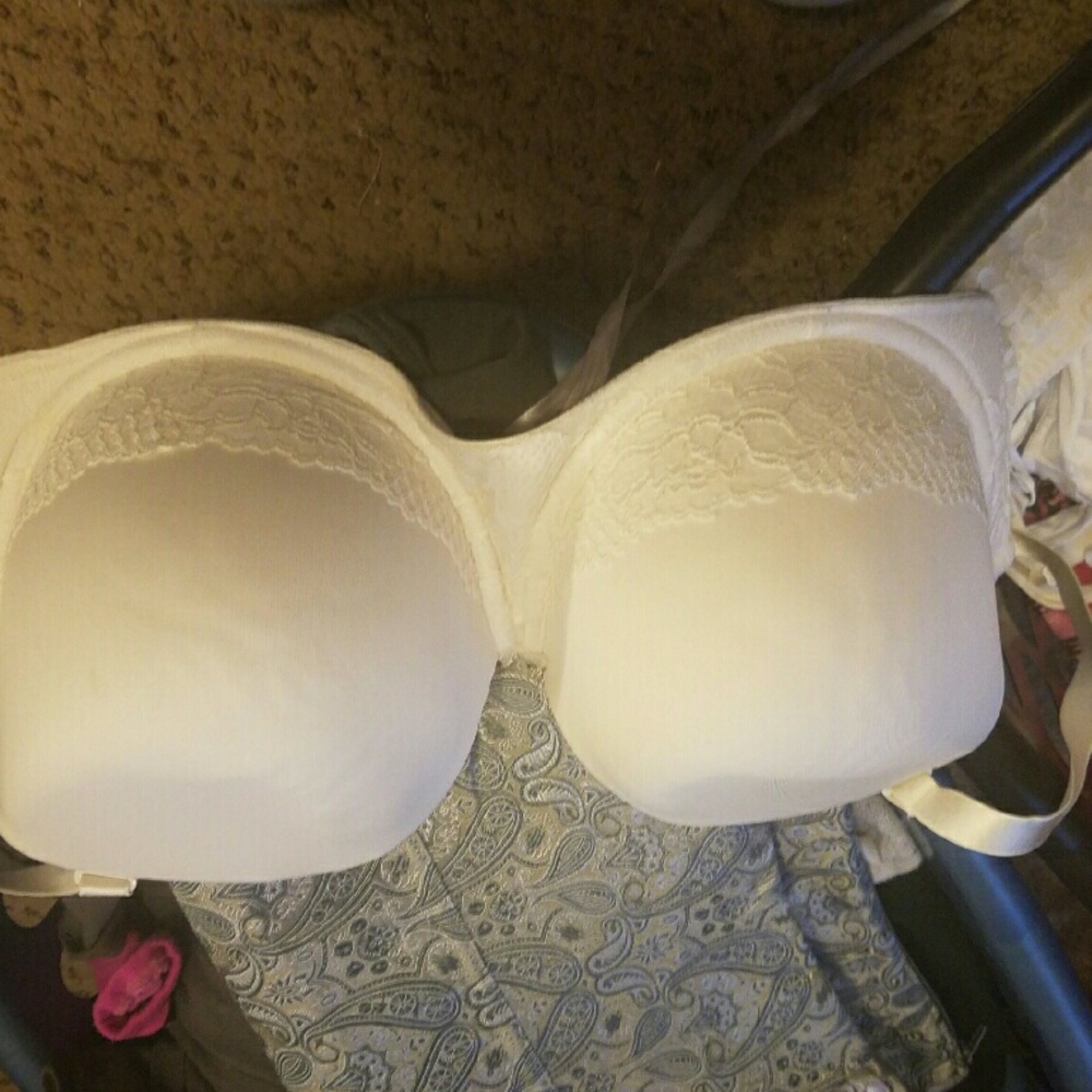white strapless bra