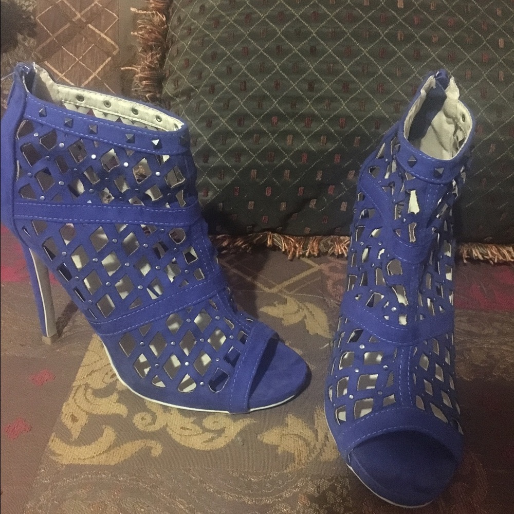 Blue stiletto heels ...