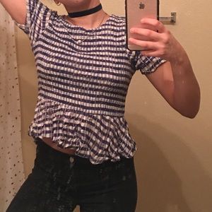 High low cropped square printed top 💙