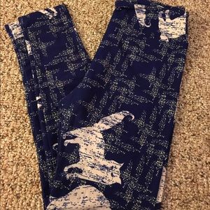 LuLaRoe leggings OS blue background cats