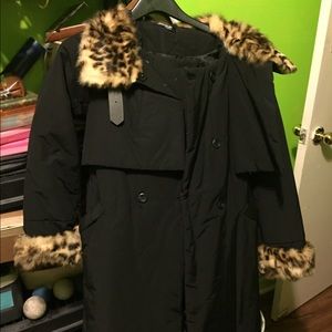 Long fur thick coat trench coat style