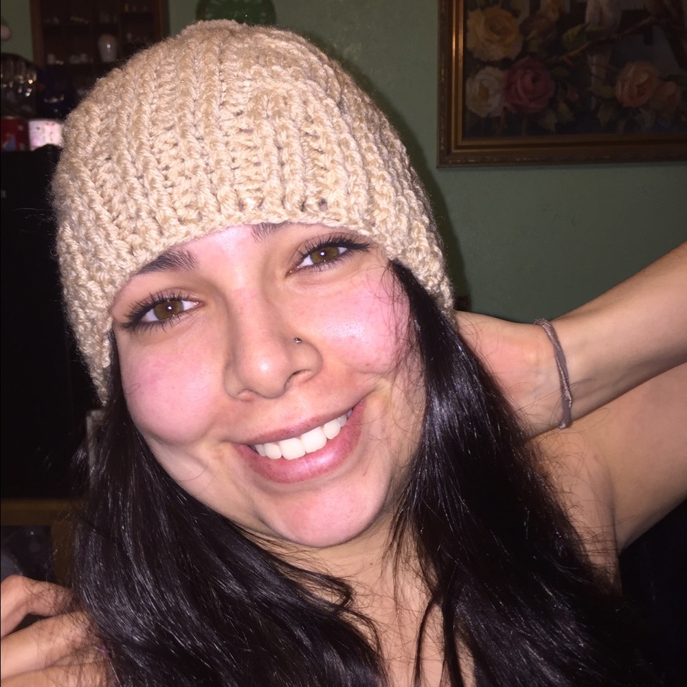 Crocheted Cable Hats Tan or Gray