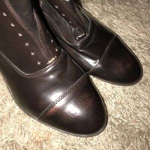 Dark Brown Faux Leather boots
