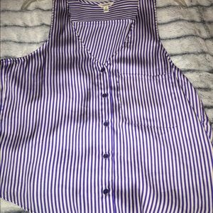 blue stripped button down short sleeve shirt