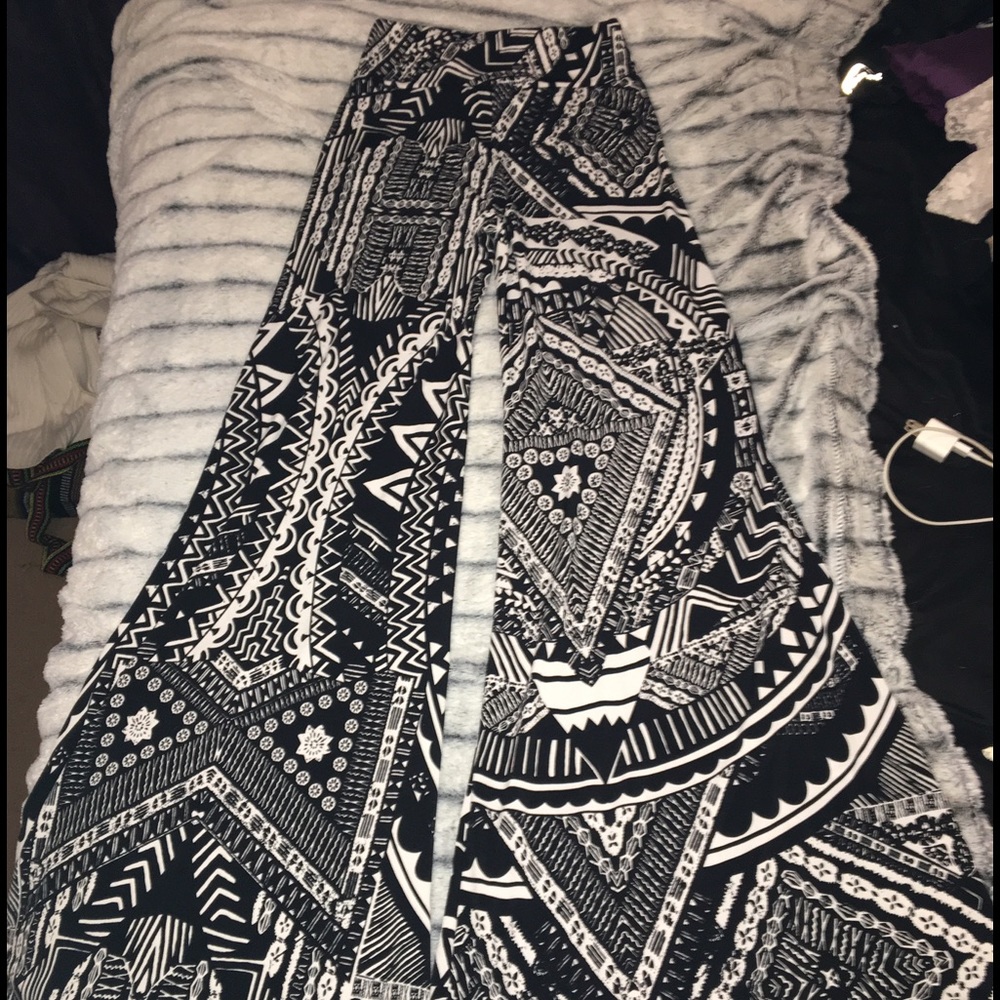 black printed flared pants