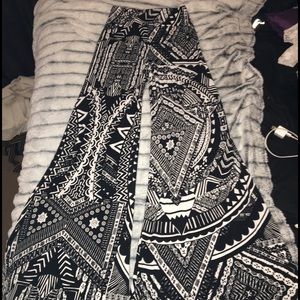 black printed flared pants