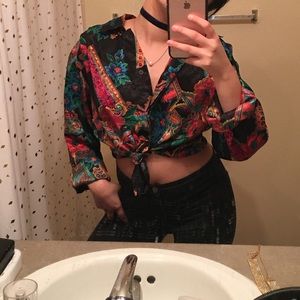 Long sleeve polyester floral printed